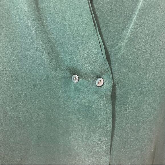 Vintage J Mclaughlin Emerald Green 100% Silk Blouse Size 4 - Picture 2 of 6